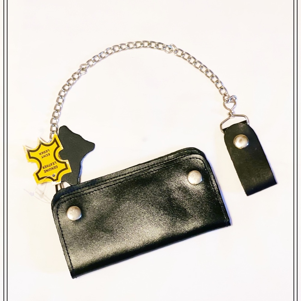 Genuine Leather wallets with chain for Men